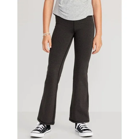 Old Navy Girls Large Flared Leggings Charcoal PowerChill Crossover