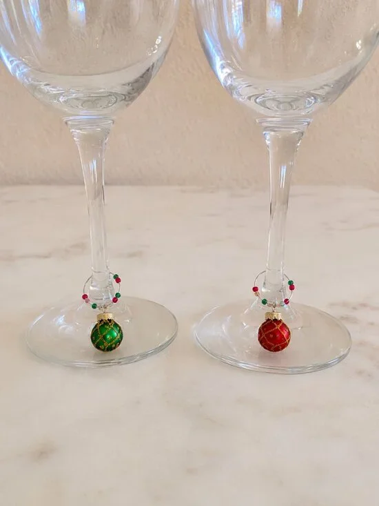 Art Glass Christmas Ornament Wine Glass Charms