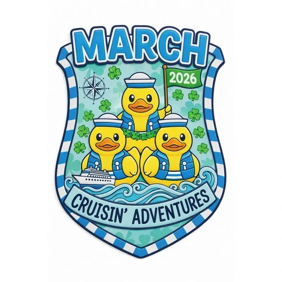 March 2026‎ Cruise Door Magnet Set – Cruisin' Adventures Ducks + 2 Shamrocks