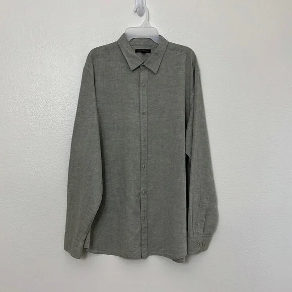 Banana Republic Mens XL(17/17.5) Linen cotton blend sage green long sleeve shirt