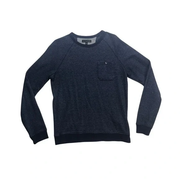 Banana Republic Mens Blue Stripe Crew Neck‎ Raglan Sleeve Pocket Sweatshirt M