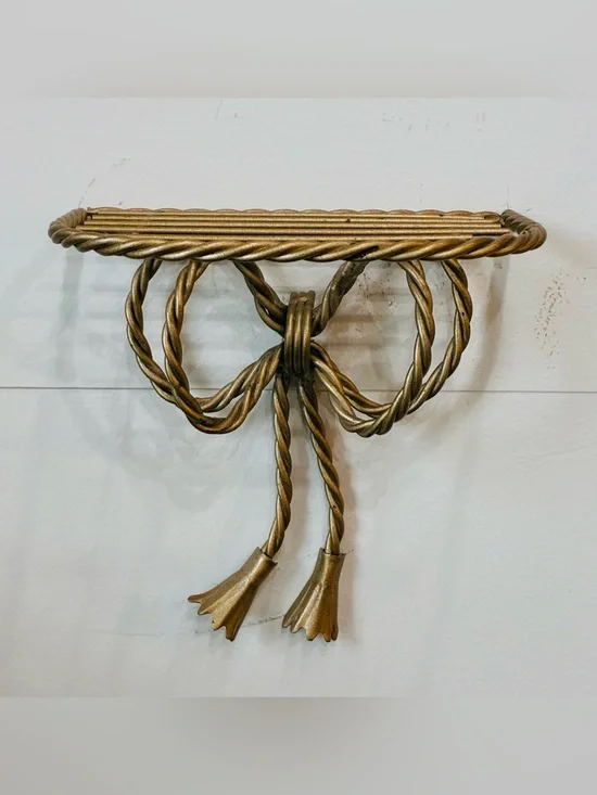 Vintage Hollywood Regency Gold Rope Tassel Wall Shelf great condition