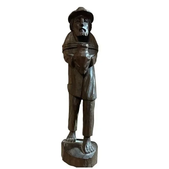 Vintage Wood Hand Carved Man‎ 8”