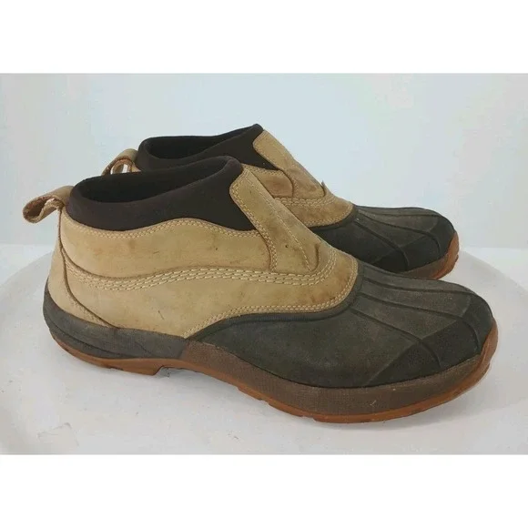 Vintage L L Bean Mens Duck Boots/shoes Tan Leather Low Top Snow Waterproof 12 C1