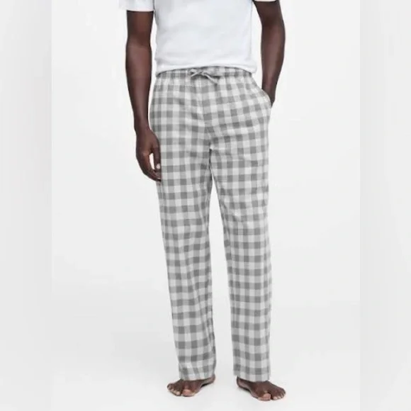 Banana Republic Men's Gray Plaid Flannel Pajama Pants