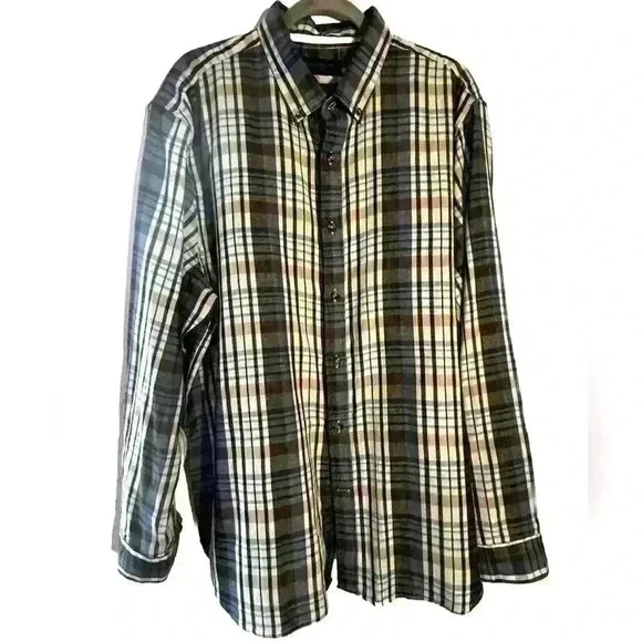Men’s Banana Republic Blue & Tan Button Up Shirt Size XL