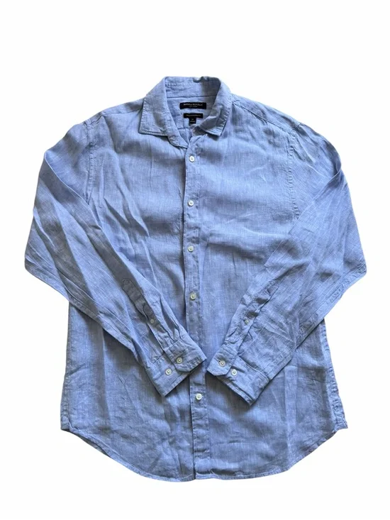 Banana Republic MensCamden Linen Button Up Shirt Size Medium Blue Summer Casual
