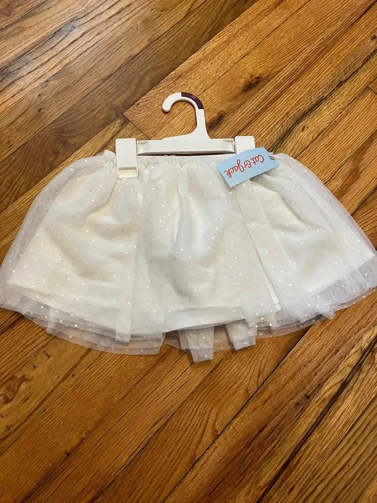 Cat & Jack Toddler Girls White Tulle Skirt Tutu Iridescent Dots Size 3T NWT