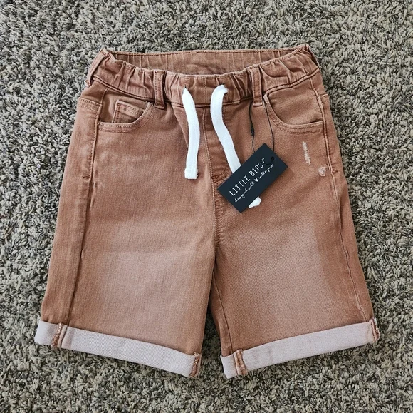 NWT Little Bipsy Rolled Denim Shorts - Dark Camel