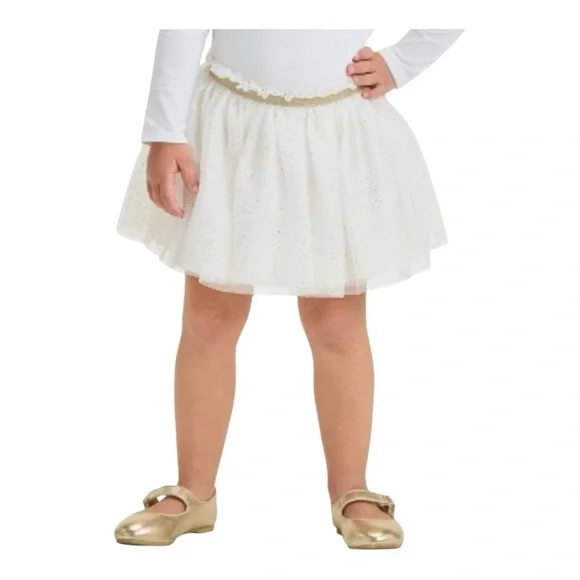 ❤️3/$15 NWT Cat & Jack Toddler Girl’s Tulle Skirt- Cream with Gold 18M