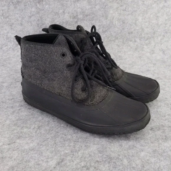 Sperry‎ Duck Boots Mens 8.5 Black Charcoal Wool Blend Lace Up Boots