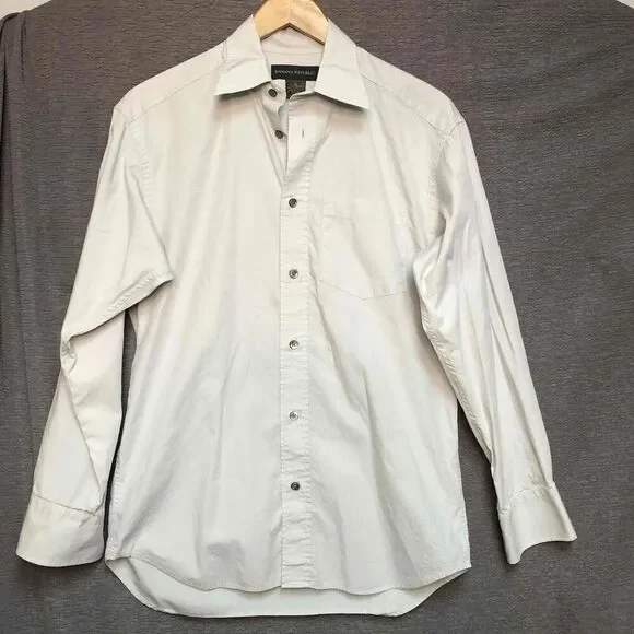 Banana republic Mens grey Long Sleeve Button Up Collared Dress Shirt Size L
