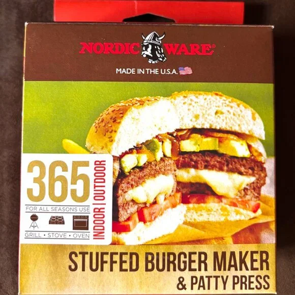 Nordic Ware 3 In 1 Stuffed Burger Maker & Patty Press Indoor Outdoor New‎ in Box
