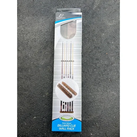 EastPoint Solid Wood Billiard Cue Wall Rack‎ 6 Cue Capacity New in Box