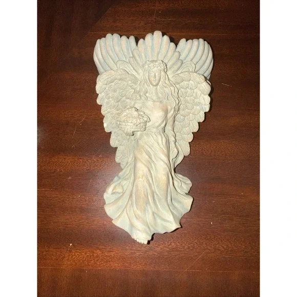 Archangel Wall Sculpture Shelf Sconce Beige Resin Angel Decor Small Wall