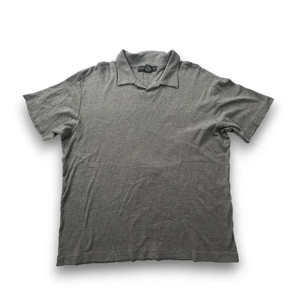 Banana Republic Mens Gray Ribbed Cotton Short Sleeve V-Neck Polo Shirt Size L