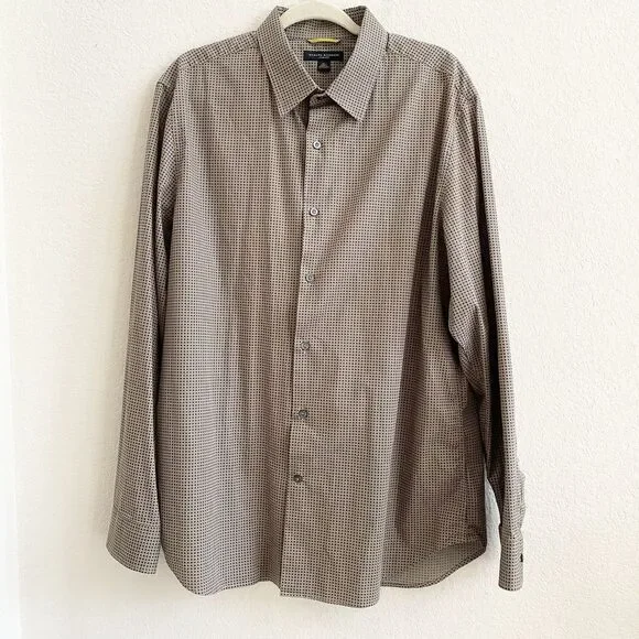 Banana Republic Shirt Mens X Large Slim Fit Brown Cotton Business‎ Career