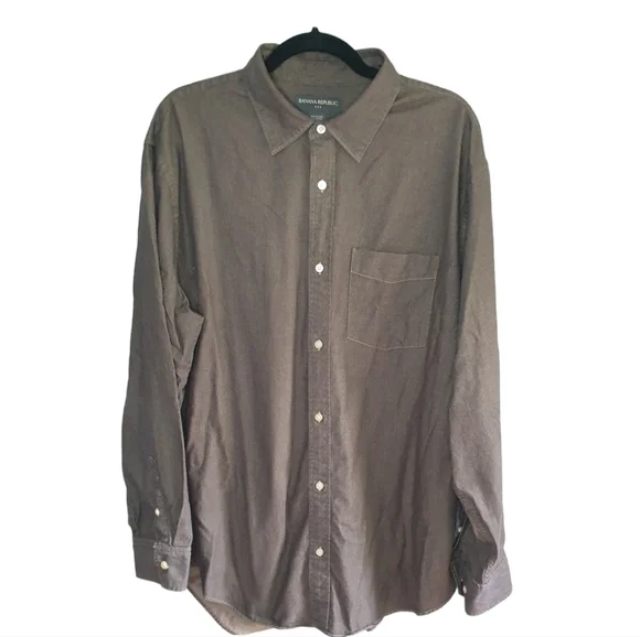 BANANA REPUBLIC Button Down‎ Dress Shirt Brown Men's Size XL
