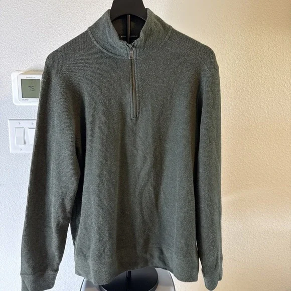 Banana Republic Men's 1/4 Zip Sweater Dark Green Size Medium