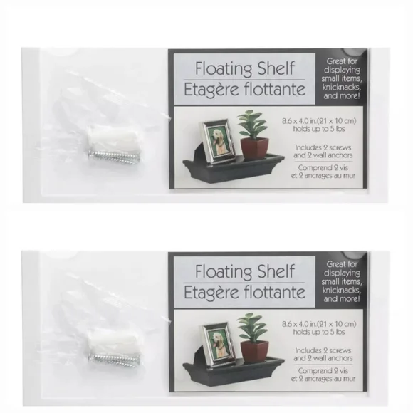 NEW Set Of 2 Small White Floating Shelves Hanging Wall Shelf 8 x 4 Holds 5lb