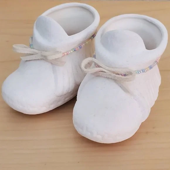 Vintage Resin Baby Shoes Figurine Decorative Shoes Lot of 2