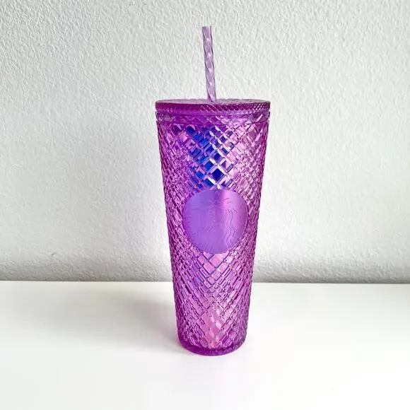 NEW Starbucks Diamond Jewel Tumbler Iridescent Purple Pink Cold Cup 24 oz 2021