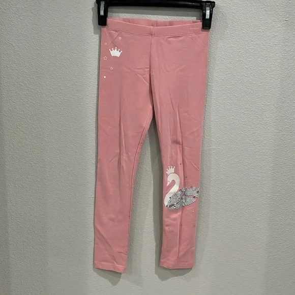 Super cute pink pants with sequin swan