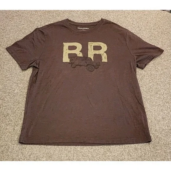 Banana Republic Men's T-Shirt, Size Large, Brown, Cotton, Short Sleeve, Jeep