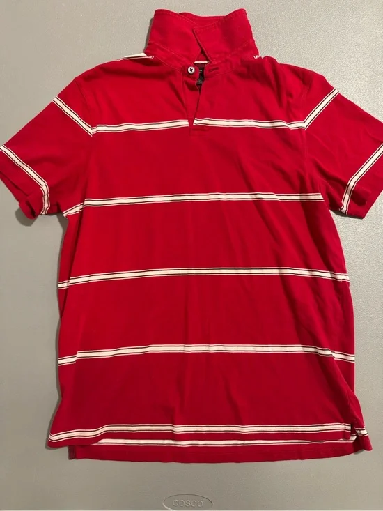 Banana Republic Red 100% Cotton Polo with White Stripes Size M