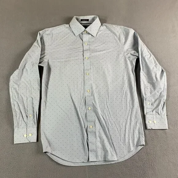 Banana Republic Dress Shirt Mens XS Gray Geometric Classic Fit Long Sleeve