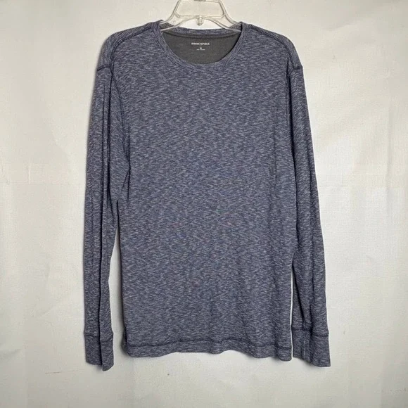 Banana Republic Mens Heathered Blue Waffle Knit Thermal Long Sleeve Shirt M