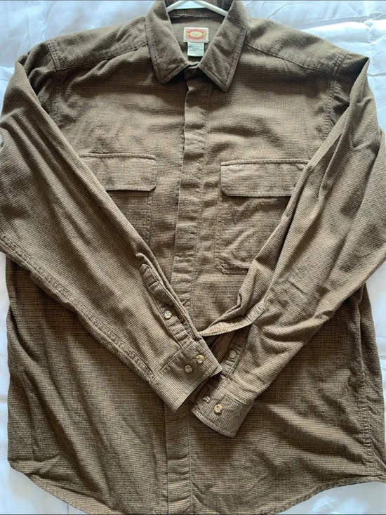 Vintage Banana Republic Men's Blue-Brown Lightweight Shirt Jacket Large Cotton