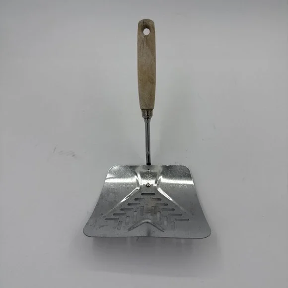 Vintage EKCO A&J Flipper Lifter Spatula Wide Curved Chrome Plated Wood Handle