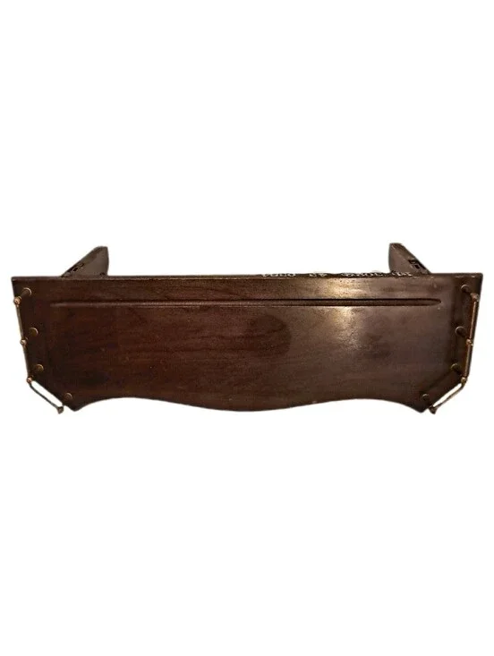 Vintage Ethan Allen Wall Shelf Brass Gallery Rail Wood Display Approx. 24” Decor