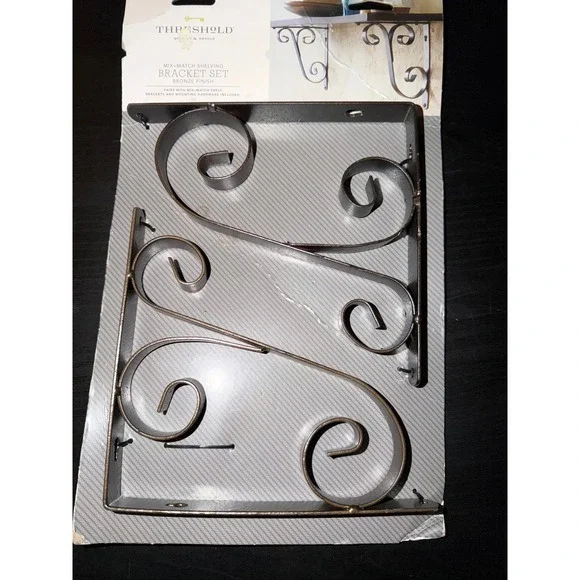 Threshold Mix+Match Shelving Bracket Set Bronze Finish Scroll Metal Target New