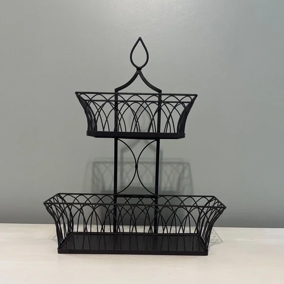 Southern Living At Home Farmhouse Tiered Basket SLAH Metal Country Cozy Cottage