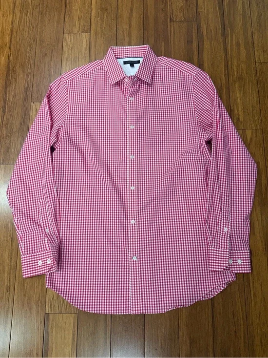 NWOT Banana Republic Red Gingham Dress Shirt L 100% cotton