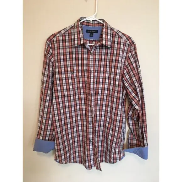 Banana Republic Men's Medium Plaid Long Sleeve Button-Down Shirt Size‎ 15-15.5
