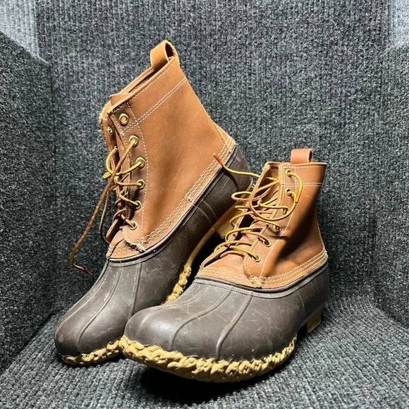 LL Bean Duck Boots Mens 11 W Brown 8 Inch Waterproof Leather Hunting Rain 60009