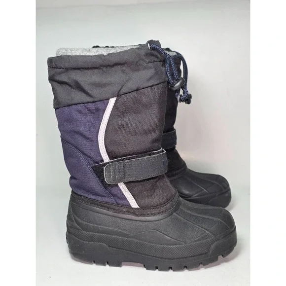 LL Bean Northwoods Kids Winter Snow Boots Size 12 Navy Blue Black Boys Shoes