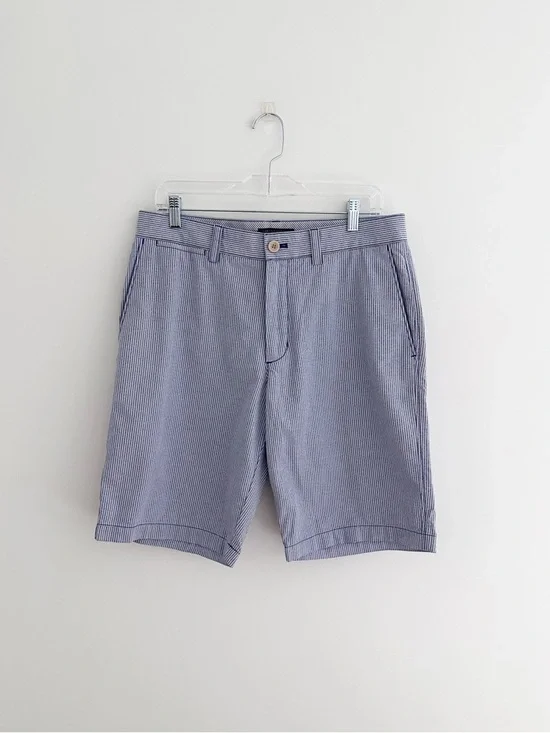 Banana Republic Aiden Shorts Blue White Stripe Tailored Summer Shorts Size 32