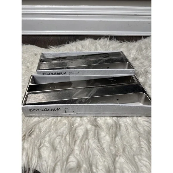 IKEA EKBY BJÄRNUM Shelf Brackets Stainless Steel 11” 28cm NEW Sealed Lot of 2