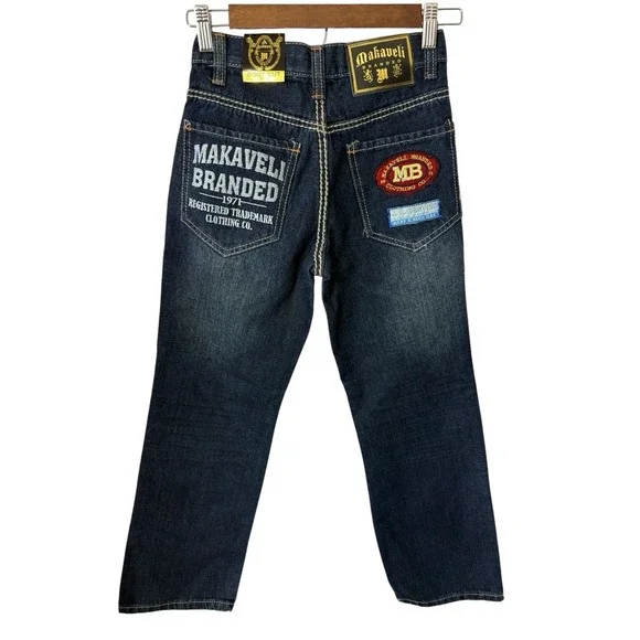 Makaveli Branded Jeans Youth Size 10 Blue Denim New 100% Cotton Bootcut Hip Hop