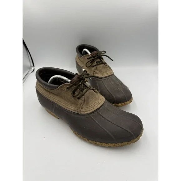 Vintage L.L Bean Gumshoe Boots Mens 10 M Brown Leather Canvas Waterproof USA