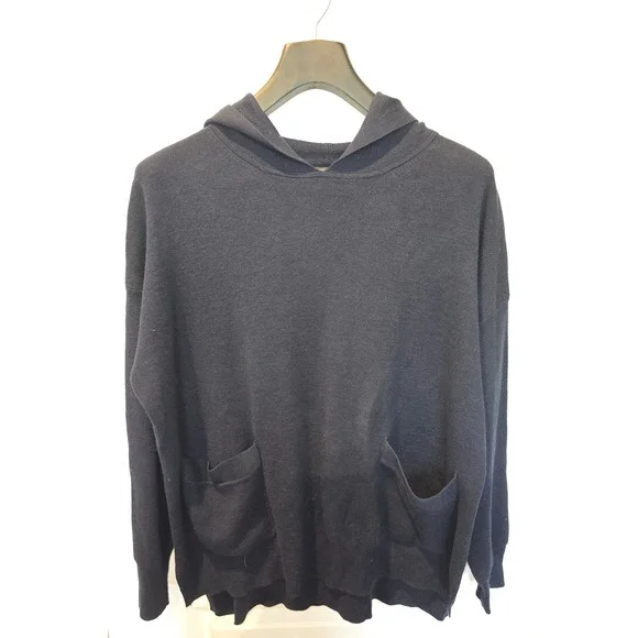 Banana Republic Mens Navy Blue Knit‎ Hoodie Sweater Cotton Rayon Blend Large
