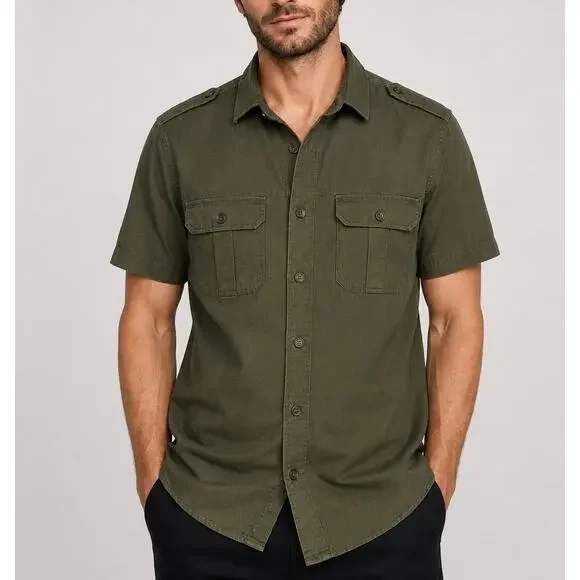 Banana Republic Olive Green Utility Shirt Men’s Large Military Safari Cotton