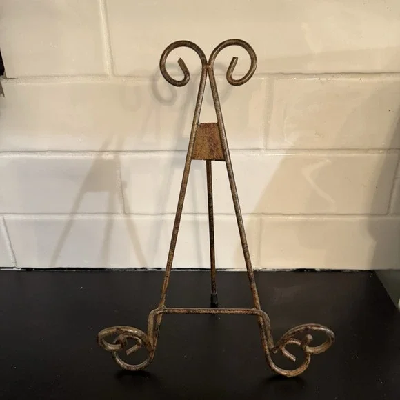 Vintage Easel Picture Art Photo Holder Display Wall Mounted Stand Brass Metal