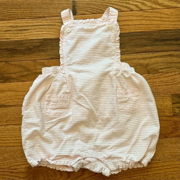 Janie and Jack Pink and White Seersucker Bubble Ruffle Romper