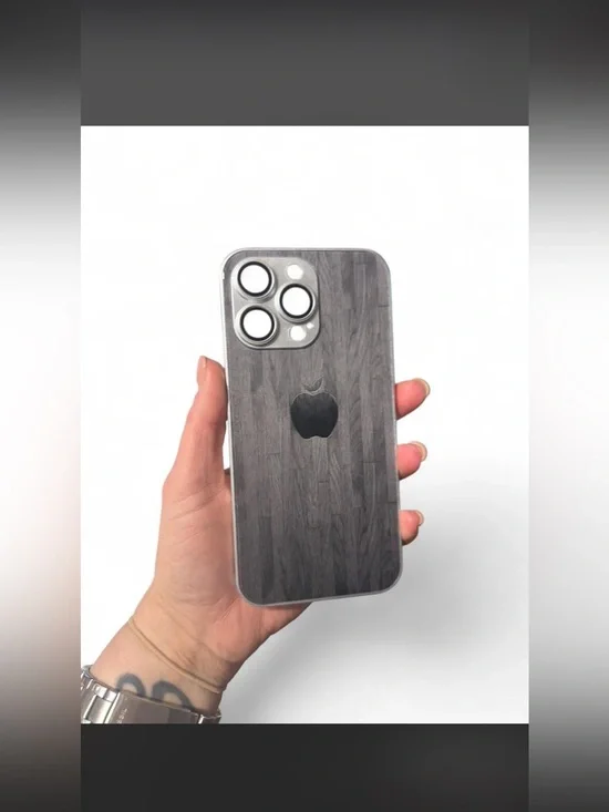 Apple Dark Gray Wood-Effect iPhone Case