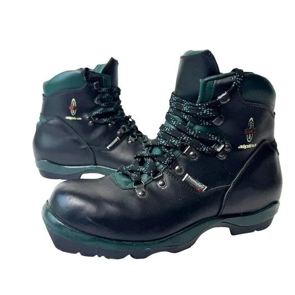 Alpina BC 5019 Backcountry Ski Boots Mens Size 9 Black Green Thinsulate